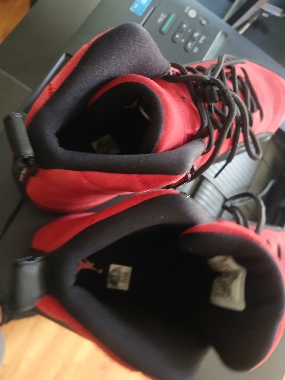 Red and Black Suede Basketball Sneaker - Picture 7 of 9